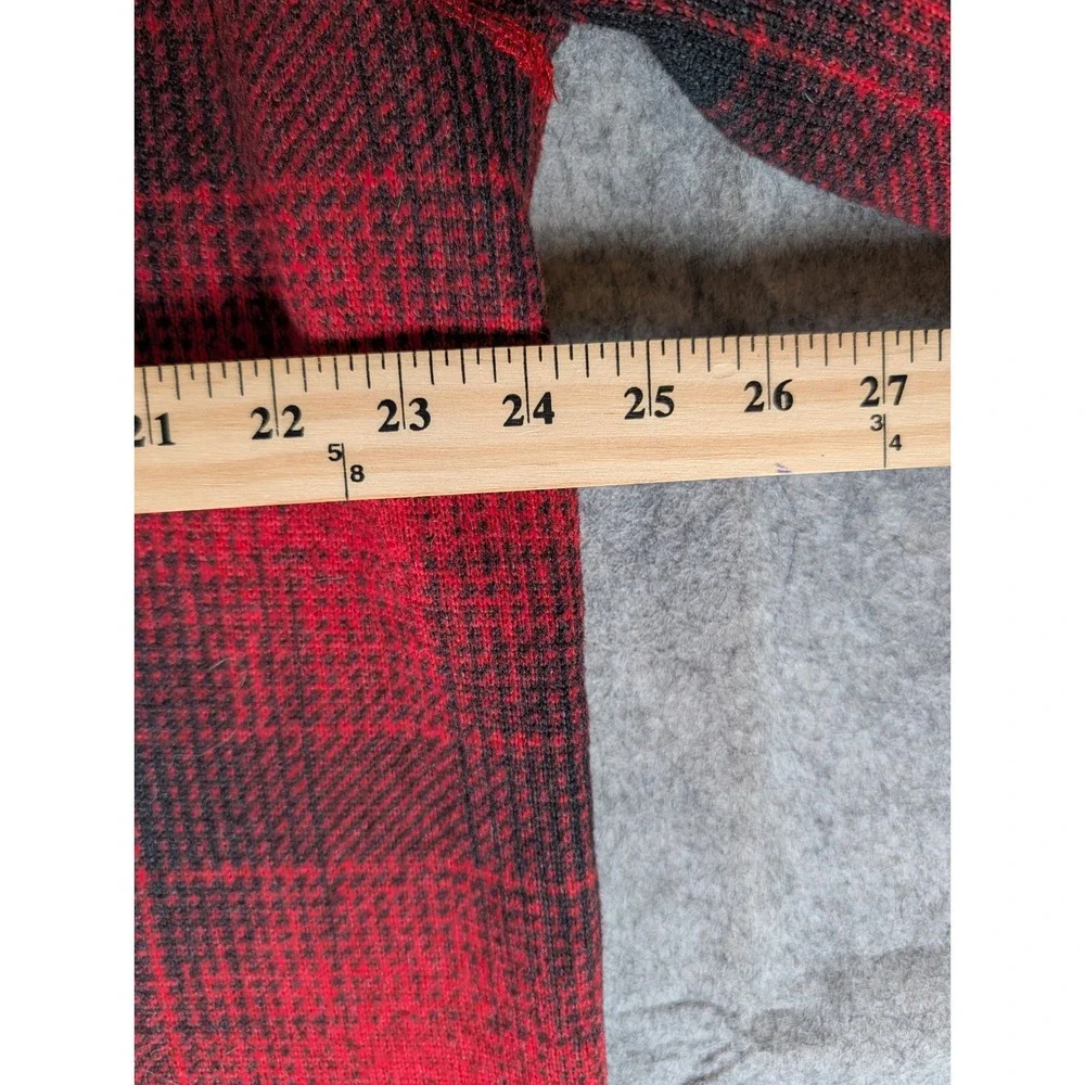 The North Face Mens Red Black Buffalo Plaid 1/4 Zip Sherpa Lined Fleece Pullover